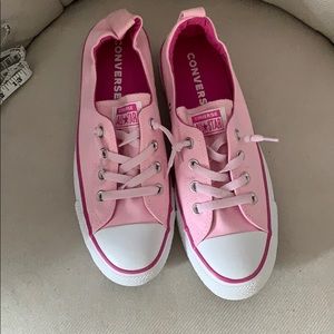 Non slip on elastic back pink converse sneakers